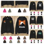 RHUDE Black Hoodie with Graphic Print