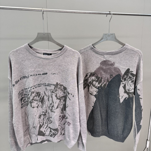 Various Graphic Print Long Sleeve Sweatshirts in Black, White, and Grey