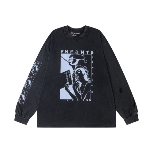 Various Graphic Print Long Sleeve Sweatshirts in Black, White, and Grey