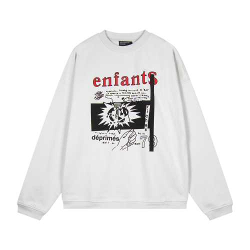Various Graphic Print Long Sleeve Sweatshirts in Black, White, and Grey