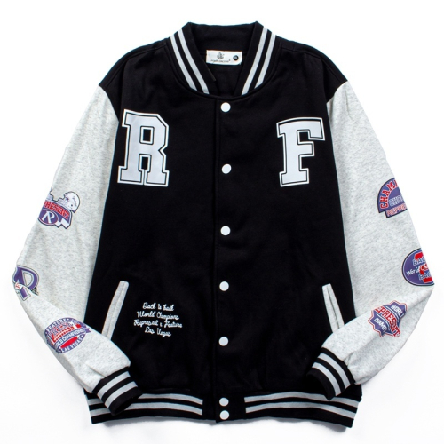 Diverse Collection of Varsity Jackets in Various Colors and Styles