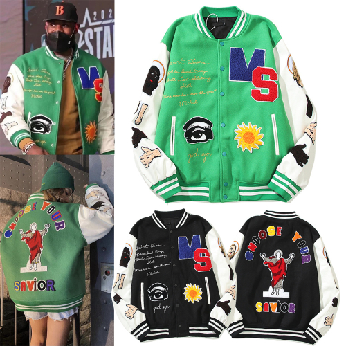 Diverse Collection of Varsity Jackets in Various Colors and Styles