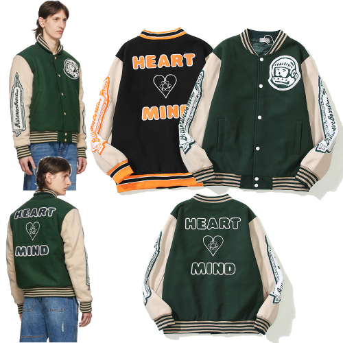 Diverse Collection of Varsity Jackets in Various Colors and Styles
