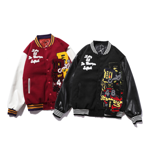 Diverse Collection of Varsity Jackets in Various Colors and Styles