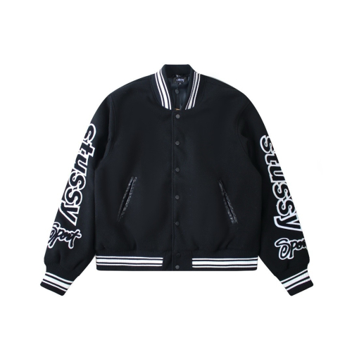 Diverse Collection of Varsity Jackets in Various Colors and Styles
