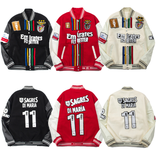 Diverse Collection of Varsity Jackets in Various Colors and Styles
