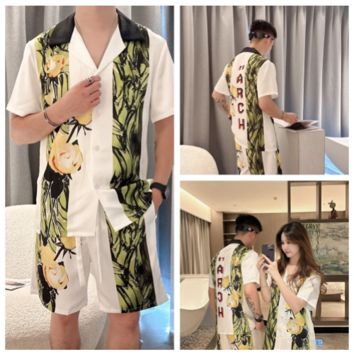 P1rada'March Floral White Short Sleeve Shirt'