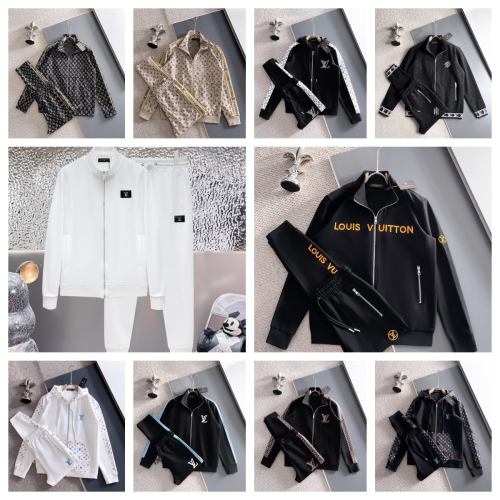 L1ouis Vuitton Black Monogram Track Jacket and Pants Set