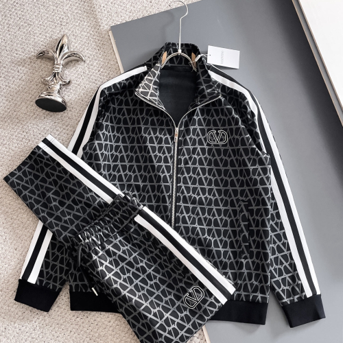 V1alentino Black Track Jacket and Shorts Set
