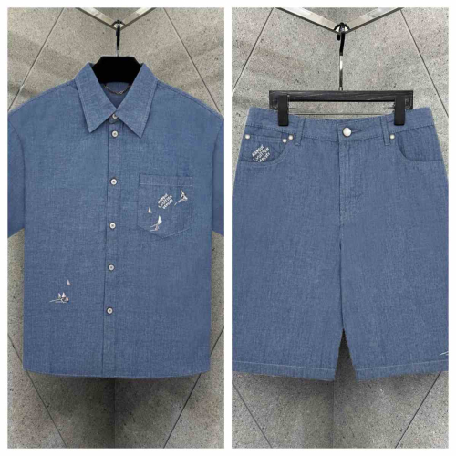 Louis Vuitton Blue Short Sleeve Shirt