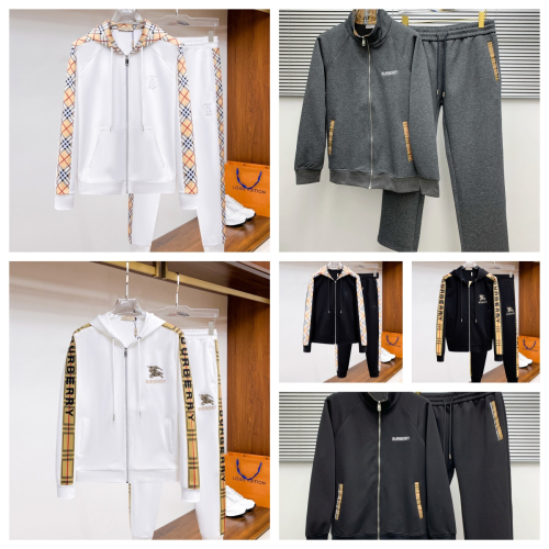 B1urberry Black Hoodie and Pants Set with Plaid Sleeves