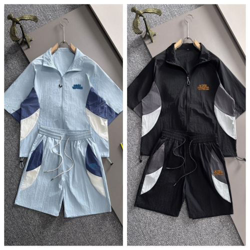 Louis Vuitton Blue and Black Sportswear Sets with Zip-Up Jackets and Shorts