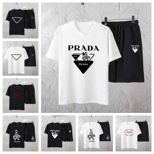 Prada White T-Shirt and Black Shorts Set