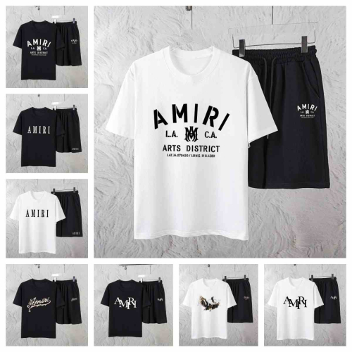 Amiri White T-Shirt and Black Shorts Set