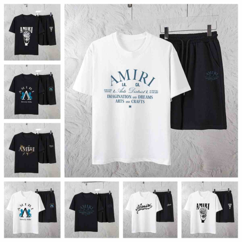 Amiri White T-Shirt and Black Shorts Set