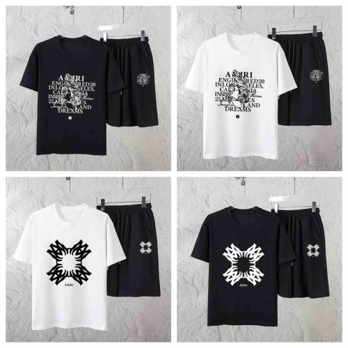 Amiri Black and White Graphic T-Shirt and Shorts Set