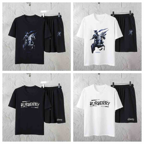 Burberry Black/White Graphic T-Shirt and Shorts Set