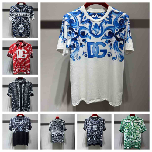 Dolce & Gabbana Blue and White Patterned T-Shirt