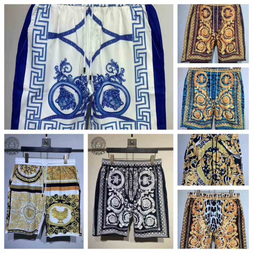 Versace White and Blue Patterned Shorts