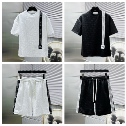 Dior Black Embossed T-Shirt and Shorts Set