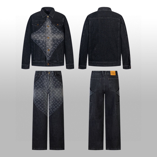 Louis Vuitton Black Denim Jacket and Jeans Set