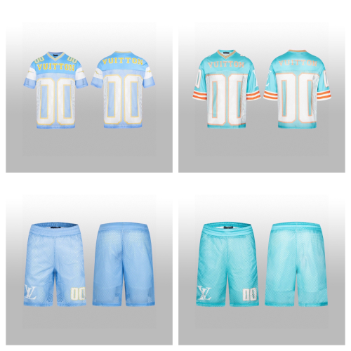Louis Vuitton Blue Football Jersey and Shorts Set