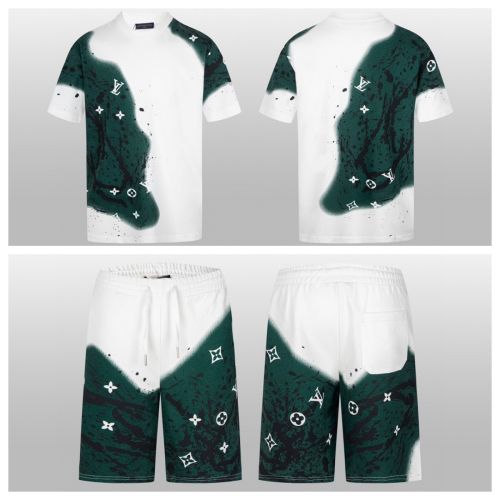 Louis Vuitton White and Green T-Shirt and Shorts Set