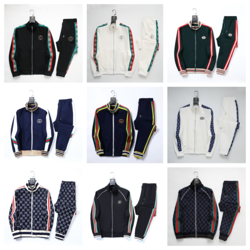 Gucci Black and White Track Suit with Colorful Stripes