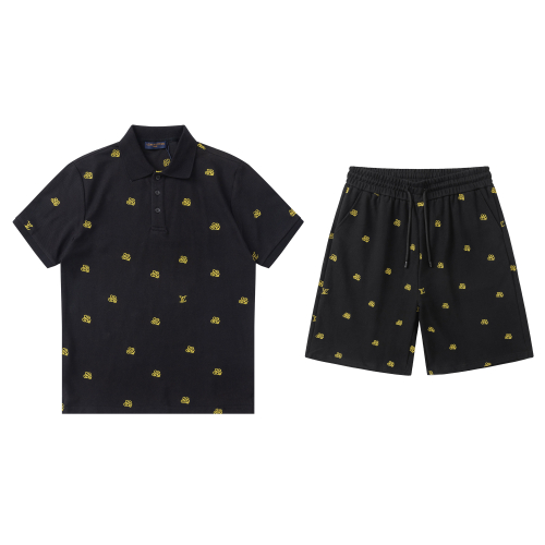 Louis Vuitton Black Polo and Shorts Set