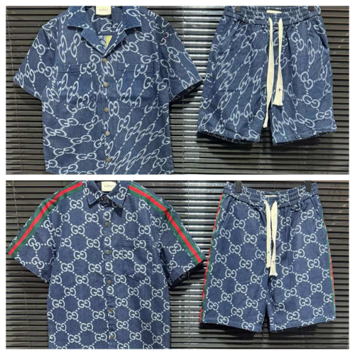 Gucci Blue Denim Shirt and Shorts Set