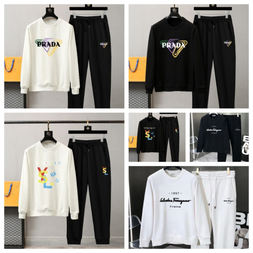 Prada White and Black Logo Sweatshirt Sets with Matching Pants