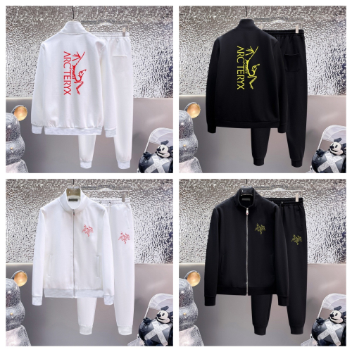 Arc'teryx White and Black Tracksuit Sets with Logo Jackets and Pants