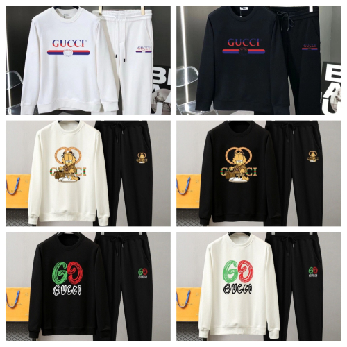 Gucci White and Black Long Sleeve Sweatshirt Sets