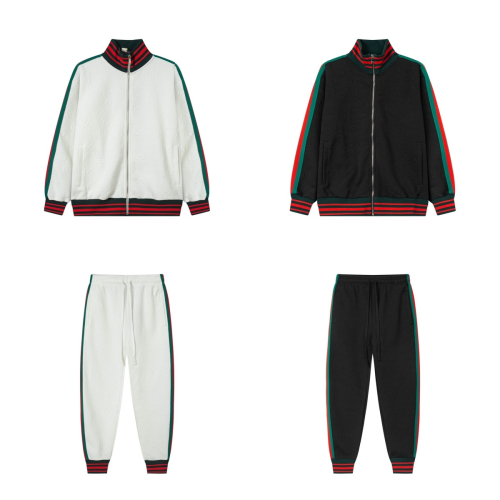 Gucci White and Black Track Suits with Striped Sleeves and Hem