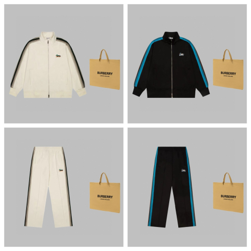 Burberry White Track Jacket and Black Track Pants Set