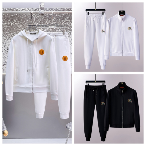 Hermes White Hoodie and Pants Set with Black Jacket Option