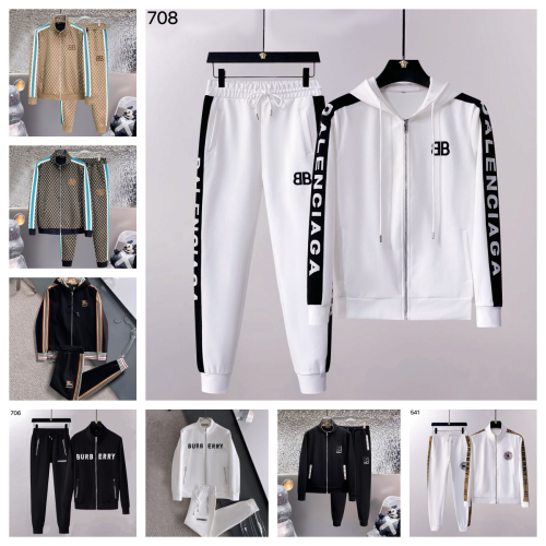 Balenciaga White Hoodie and Pants Set with Black Stripes