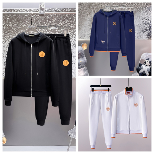 Hermes Black and Blue Hoodie Tracksuits with Orange Accents