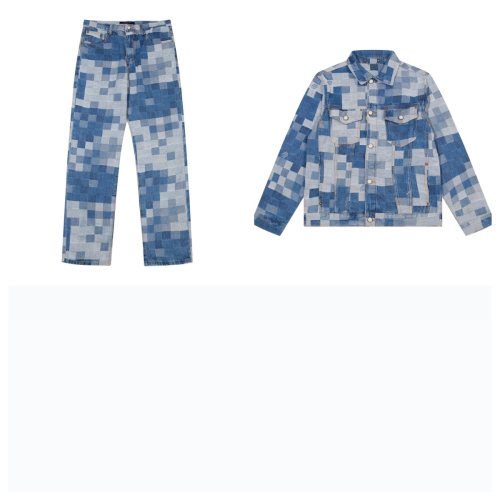 Louis Vuitton Blue Pixel Denim Jacket and Jeans Set