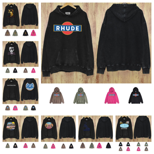 RHUDE Black Hoodie with Graphic Print