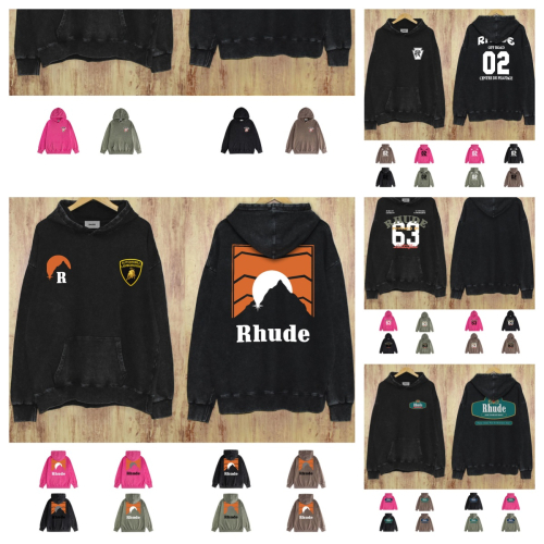 RHUDE Black Hoodie with Graphic Print