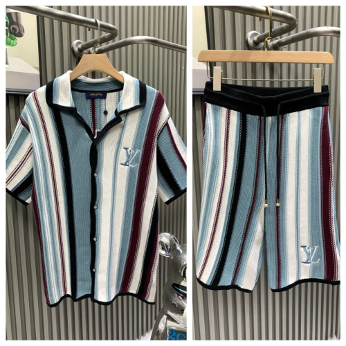 Louis Vuitton Striped Knit Polo and Shorts Set