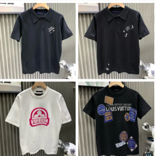 Louis Vuitton Black Polo and White Graphic Tee Set