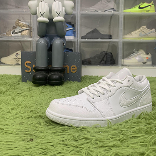 DT batch Jordan 1 Low Triple White Tumbled Leather 553558-130